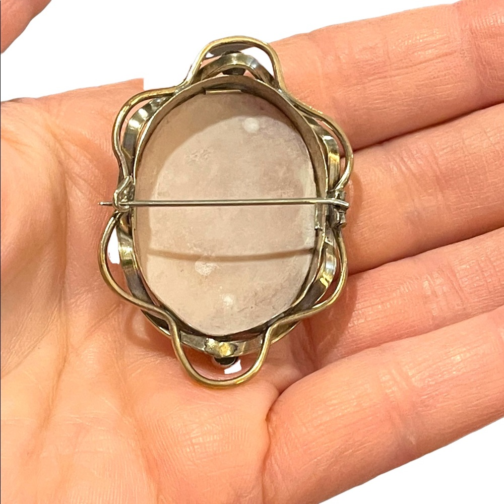 Antique Large 10k Gold Filled Shell Carnelian Shell Dianna Cameo 1850 Victorian - Picture 3 of 15